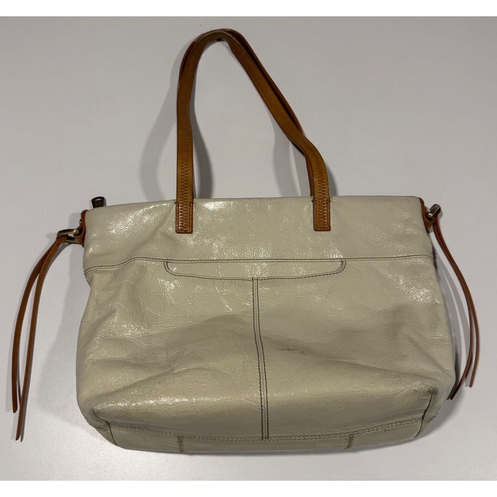 Hobo International Cream Leather Tote Shoulder Bag Tan Straps Floral Lining